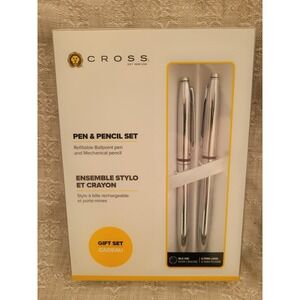 Cross Pen/Pencil Gift Set Refill Ballpoint Mechanical Chrome Business/Career